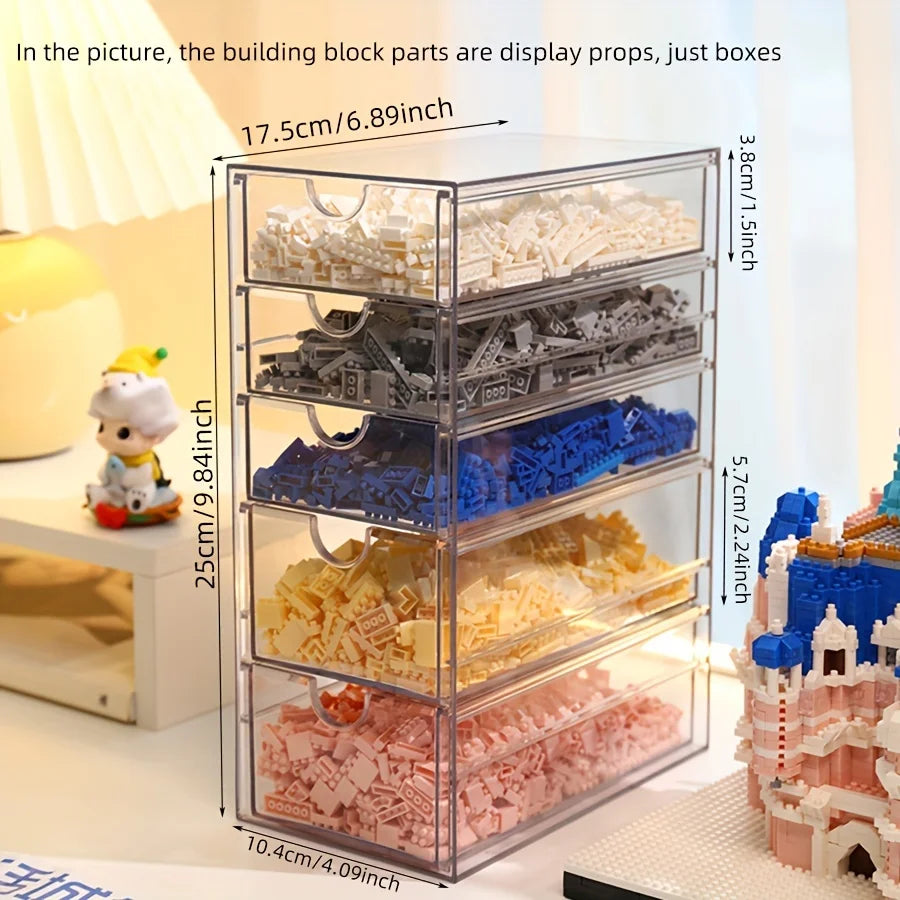 Block classification storage box, small particle parts packaging box, transparent dustproof drawer display box
