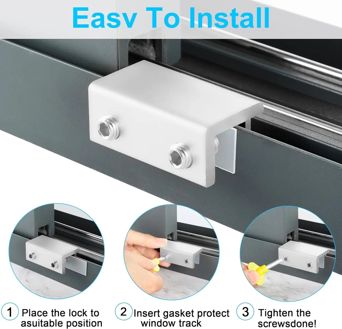 4 Pcs Window Safety Lock Aluminum Alloy Sliding Lock Sliding Door Anti-theft Lock Adjustable Buckle Window Stopper Lock for Home