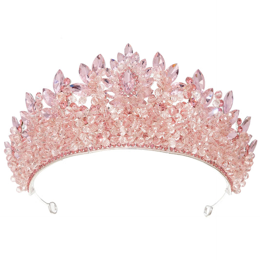 New Arrivals colorful pink crown and headband with beads tiara