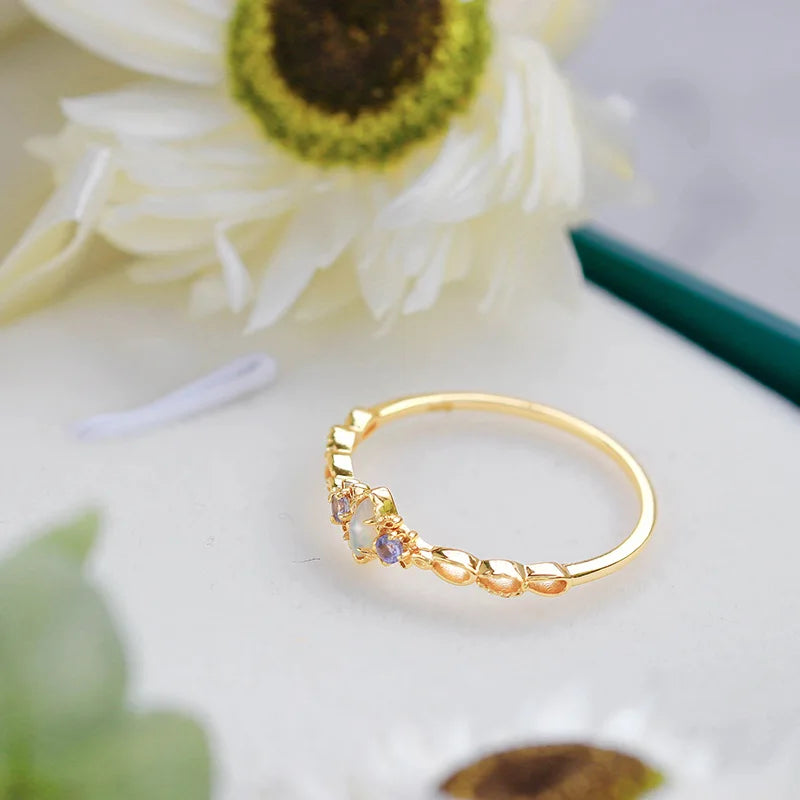 Natural Opal Ring For Women Gemstone 925 Sterling Silver Gold Filled Fine Jewelry