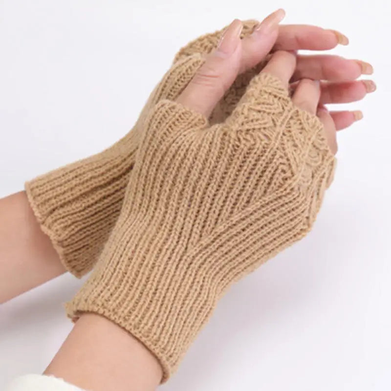 Women Knitted Warm Half Gloves Autumn Winter Fingerless Gloves Arm Sleeve Girls Fashion Casual Accessories Mittens
