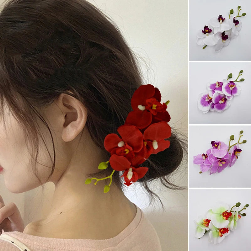 1PC Fashion Flowers Hair Clips Women Bohemia Bridal Orchid Hairpins Wedding Accessories Girls Barrette Beach Hair Accessories