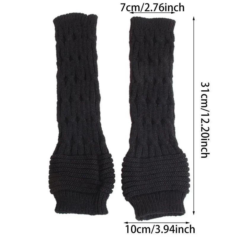 Women's Knitted Long Hand Gloves Warm Embroidered Winter Gloves Fingerless Gloves For Women Girl Guantes Invierno Mujer Luvas