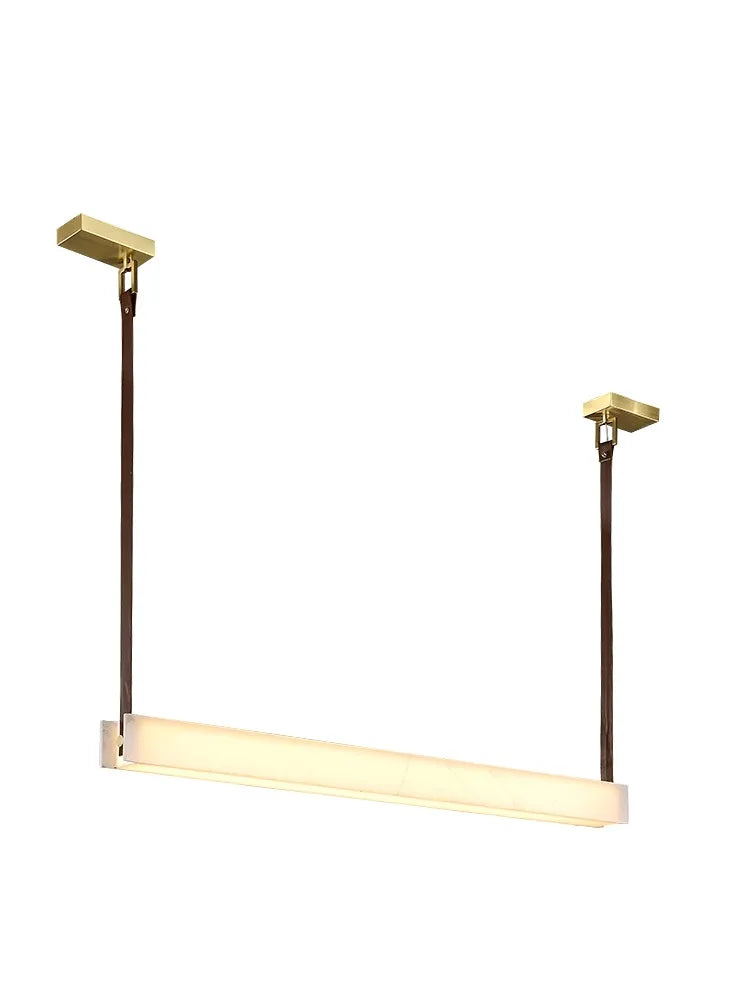 LED Light Luxury Leather Long Spanish Marble Pendant Light for lustre Living Room Recessed Decorative Lighting Ceiling Fixtures.
