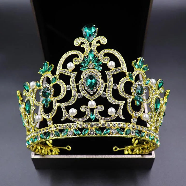 Wholesale Rhinestone Big Pageant Crown AB Colorful Crystal Tall Beauty Crown Diamond Preal King and Queen Tiaras