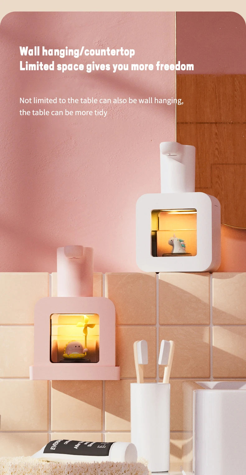 New Automatic Soap Dispenser Cute Pet Wall Mounted Touchless Sensor USB Charging Cartoon Foam Hand Washing Tools 400ML Kitchen