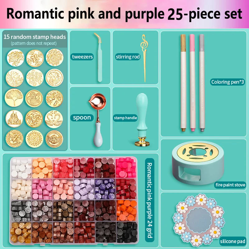Wax Seal Stamp Set Kit Sealing Wax Storage Box Seal Furnace Craft Supplies For Wax Seal Christmas Wedding Invitation Decoration