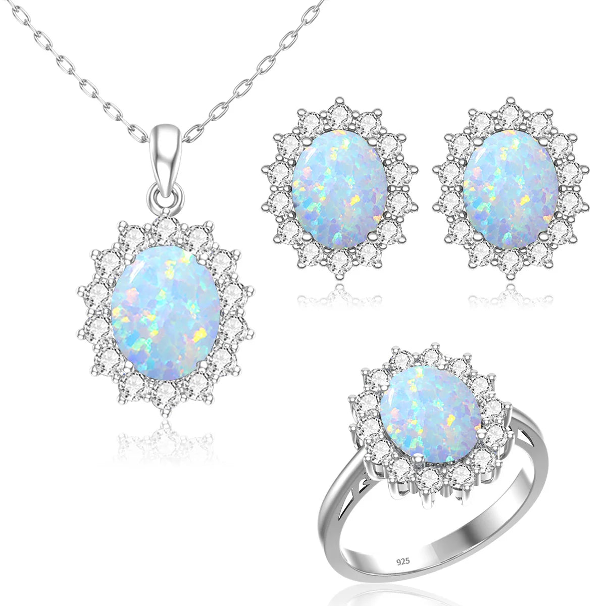 Oval Cut 8*10mm Opal Ring Gold Eternity Luxury