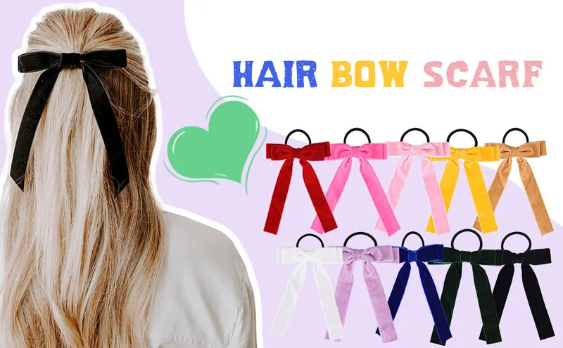 1Pcs Cute Bows Hair Ties For Girls Elastic Kids Hair Bands Holders Shine Headwear Girl Hair Accessories Scrunchie Ornaments Gift