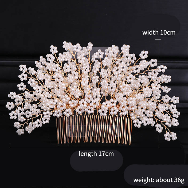 Pearl Flower Hair Comb European Style Tiaras Bride Headdress Pearl Girls Golden Crown Wedding Hair Accessories Party Jewelry