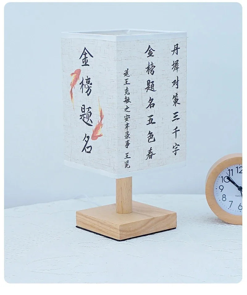 LED Decoration Table Lamps Simple Dimmable Plug Night Light Fabric Lampshade Square Bedroom Chinese Style Bedside Desk Lights