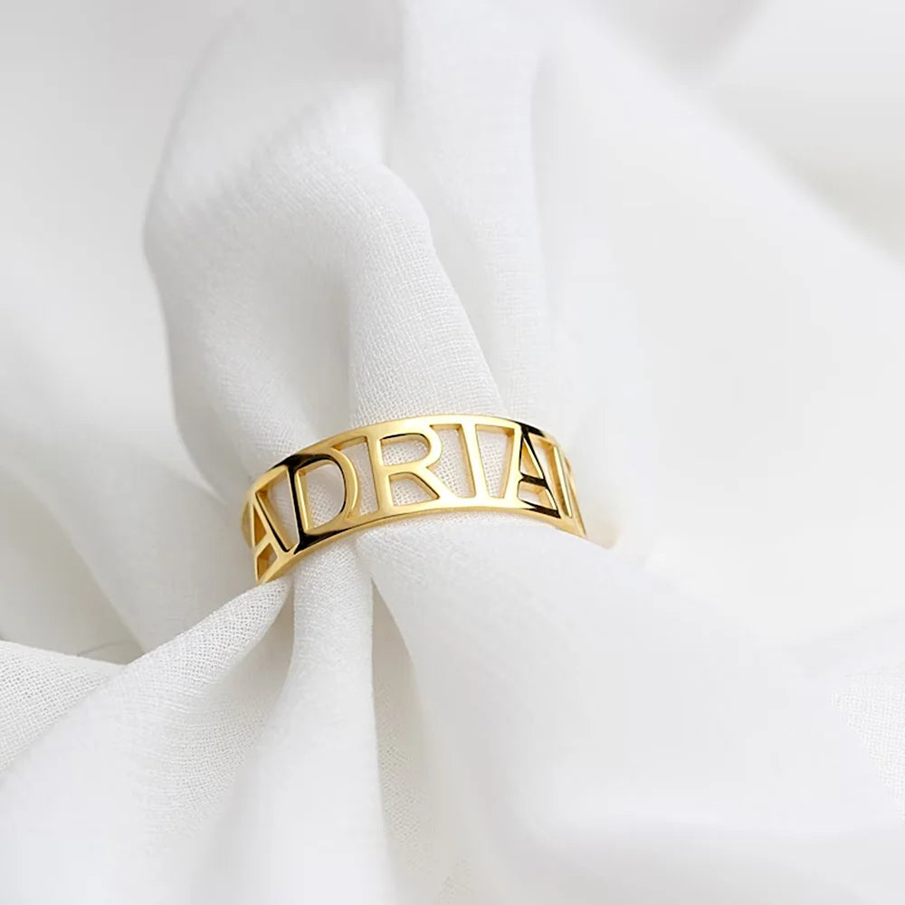Letter Personalized Engraving Ring Women's Customized Ring Men's Engagement Wedding Stainless Steel Customized Jewelry Gift