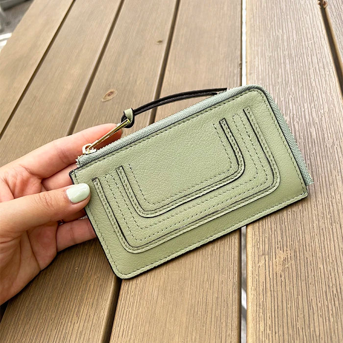 Luxury Genuine Leather Card Wallet Woman Custom Name Brand Card Holder Casual Zipper Lady Engraving Coin Purse Personalized Gift