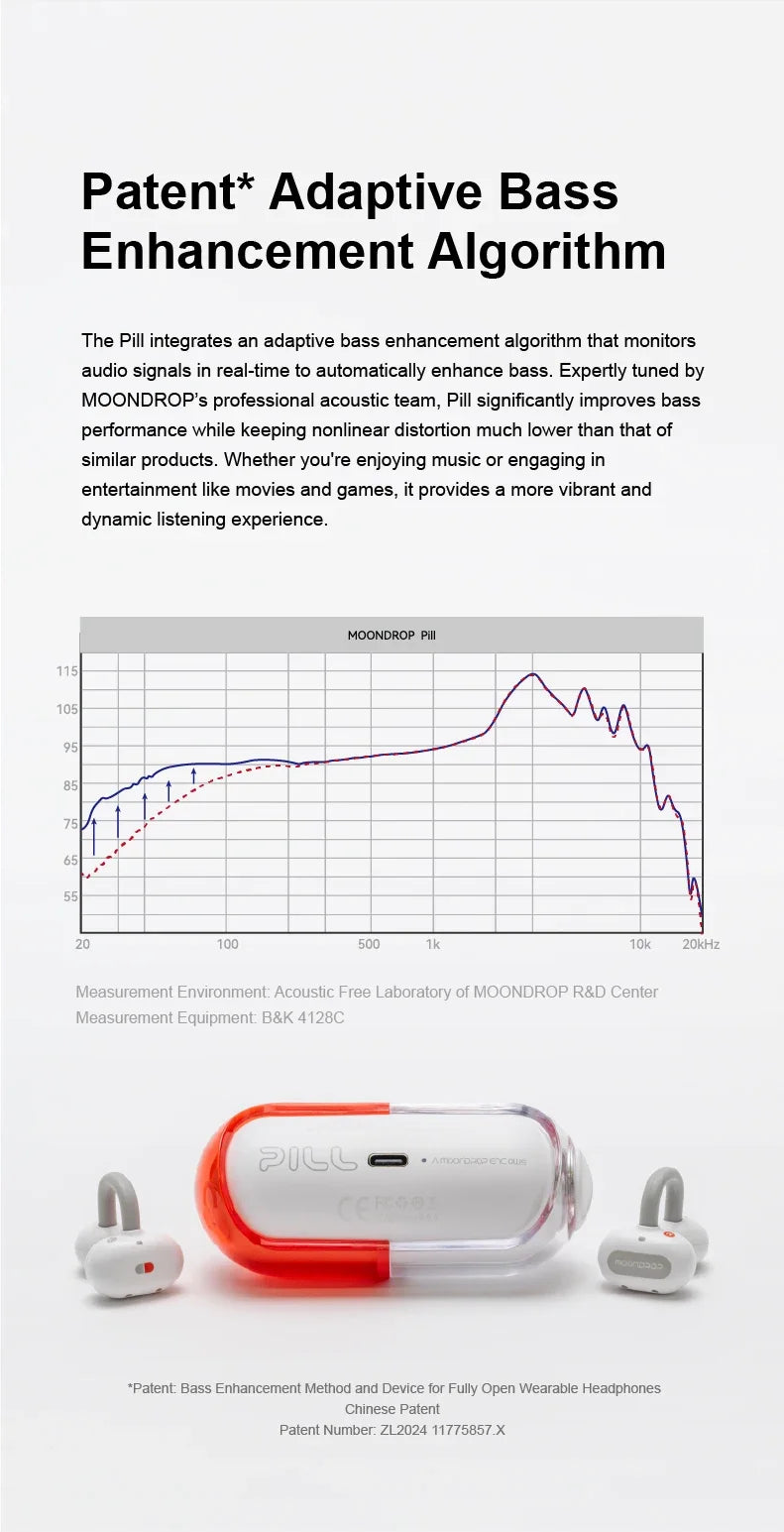 MOONDROP PILL Open Ear Headphones Bluetooth 6.0 OWS Hanging Earphones IPX4 Open Ear Clip Wireless Earbuds Built-in AI ENC MD-0WS
