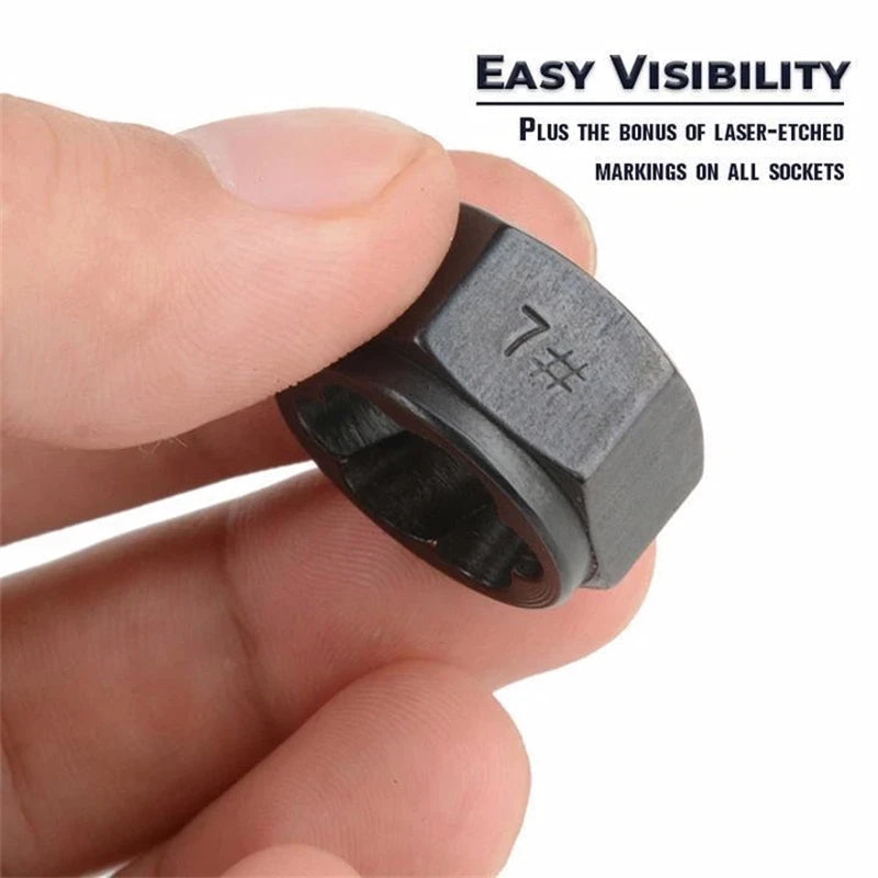 10pcs/lot Hex Socket Set Damaged Bolt Nut Screw Remover Garage 9-19 Mm Sockets Car Repair Hand Tool Electric Drill Accessories