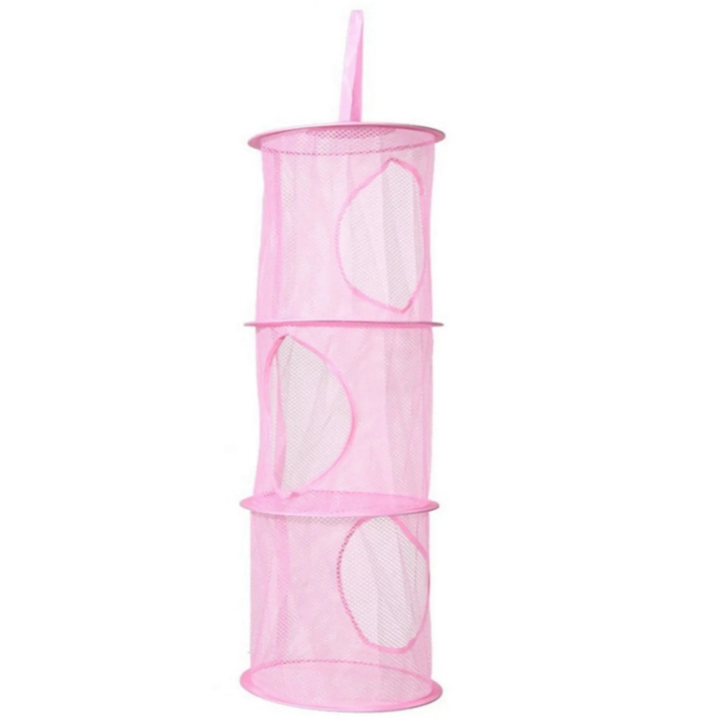 Colorful Fabric Storage Foldable Stuffed Net, 3 Compartments Hanging Mesh Toy Storage For Kid Room Toys, Gloves, Socks, Hats