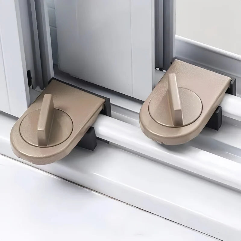 4 Pcs Window Safety Lock Aluminum Alloy Sliding Lock Sliding Door Anti-theft Lock Adjustable Buckle Window Stopper Lock for Home