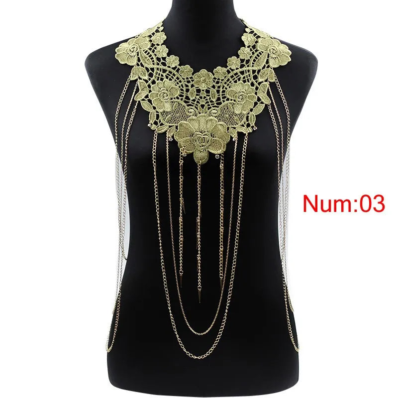 Fashion Chain Necklace Lace Flower Collares Sexy Women Lace Necklace 2017 Elegant Party summer jewelry