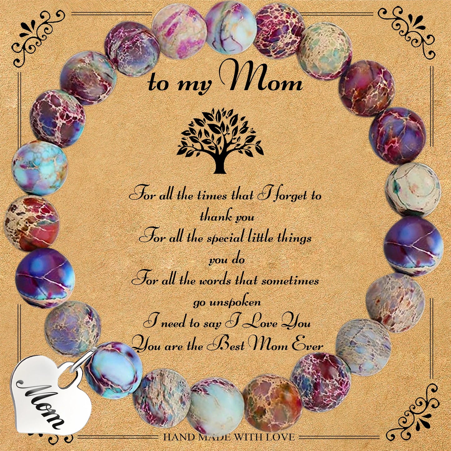 Gifts for Mom Birthday, Mother's Day Gifts Valentine's Day Gifts for Mom Mother, Natural Stone Bracelets Jewelry for a LifeTime!