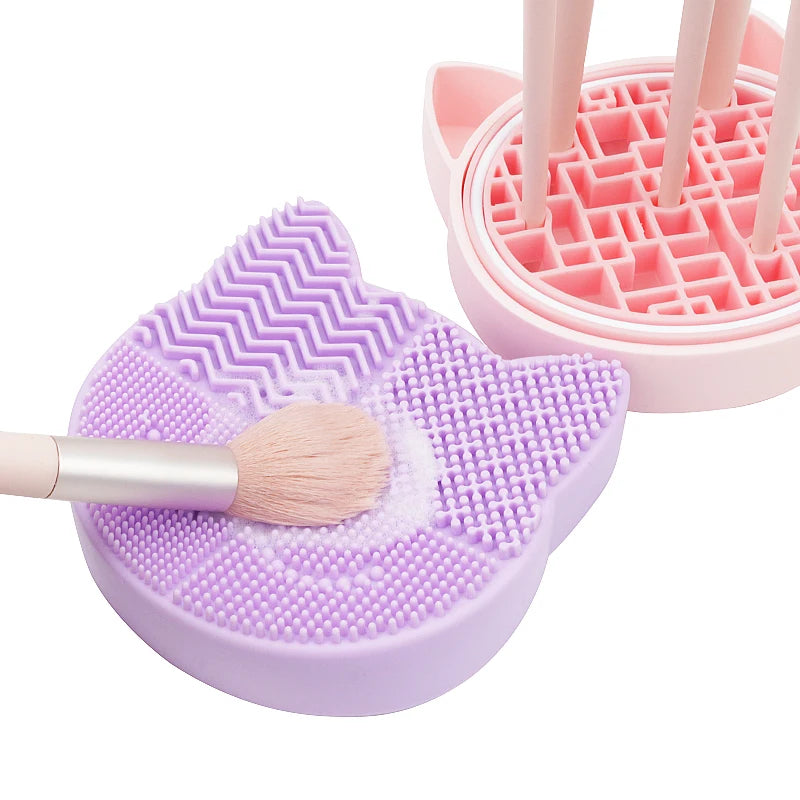 Silicone Makeup Brush Cleaning Storage Box Make Up Washing Board Cleaner Carpet Cosmetic Brushes Tools
