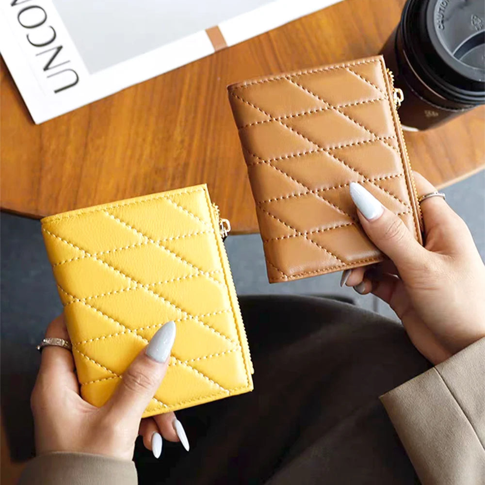 Luxury Genuine Leather Card Wallet Woman Custom Name Brand Card Holder Casual Zipper Lady Engraving Coin Purse Personalized Gift