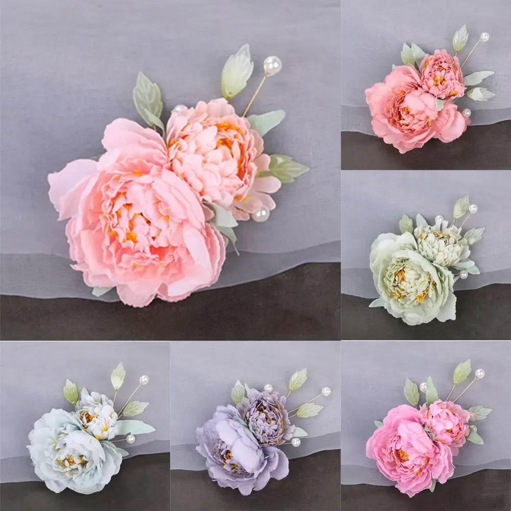 Fashion Cloth Flower Hair Clip Elegant Pearl Floral Hairpin Flower Brooch Hair Barrettes Women Girls Hair Styling Accessories