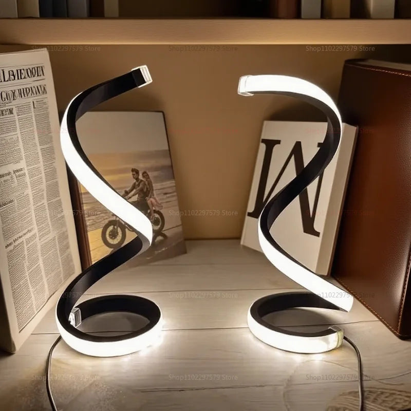 LED Night Light Spiral Table Lamp Modern Dimmable Bedside Lamp for Bedroom Living Room Office Kids Room Decor Night Lights