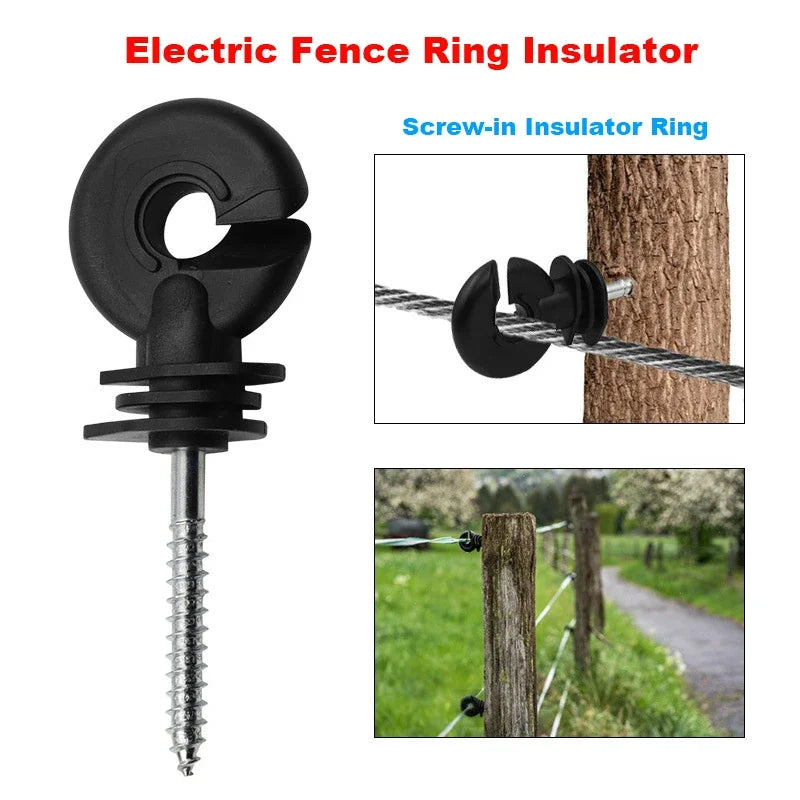50PCS/100PCS Electric Fence Ring Insulator Wood Post Fencing Screw Timber Tape Wire Insulators Safe Garden Buildings Accessor