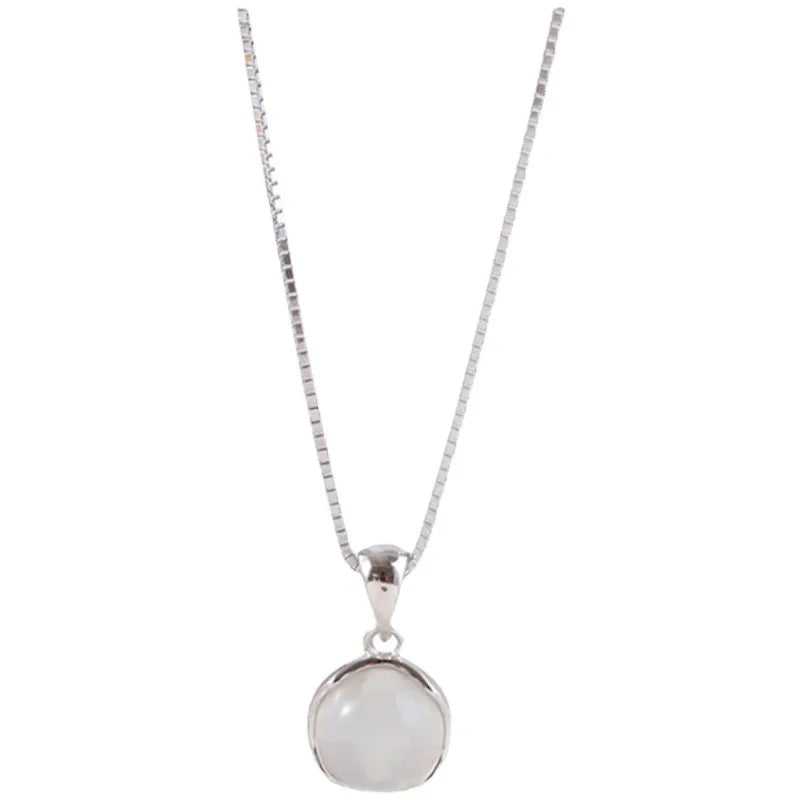 Collares Con Colgante Luxury White Round Pendant Necklaces Women Fashion Jewelry Choker Clavicle Chain Short Charm Necklace