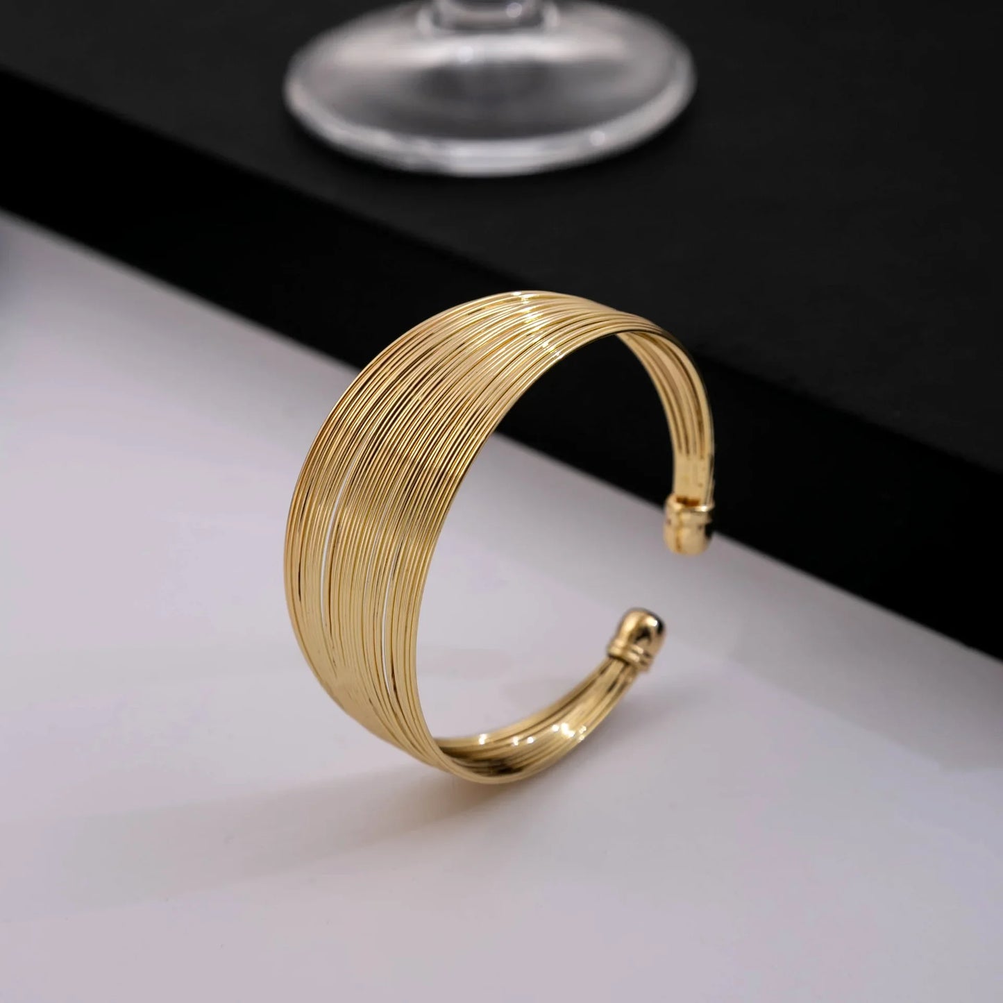 New Fashion Wire Bracelet Metal Wide Bangle Multi-layer Opening Wide-Style Personality Bracelet Popular Women Hand Accessories