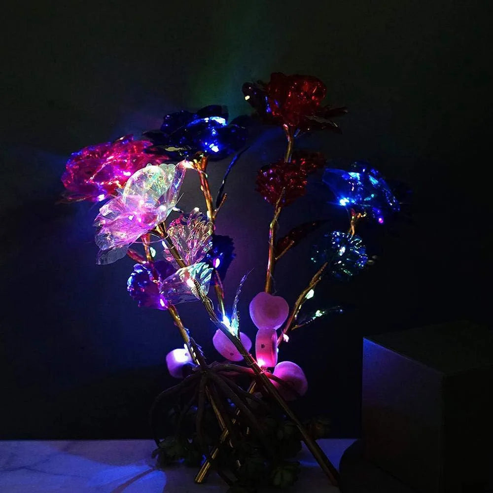Led Valentine's Day Mother's Day Gift 24K Foil Plated Roses Flowers