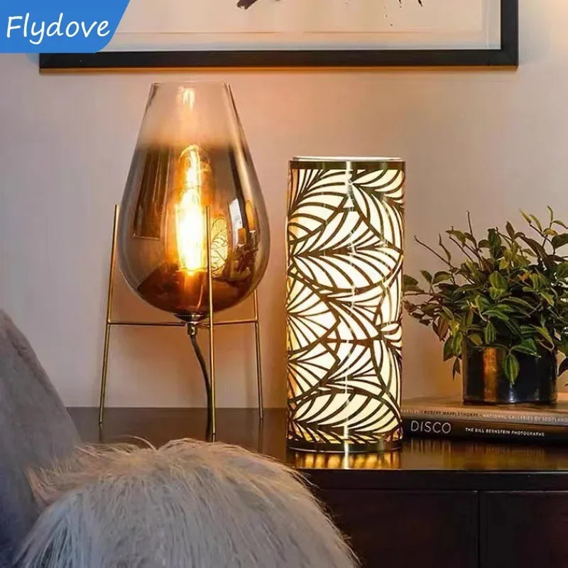 Postmodern Creative Light Luxury Simple Living Room Bedroom Hotel Art Vase Glass Desk Lamp Floor Lamp Home Lighting Decoration