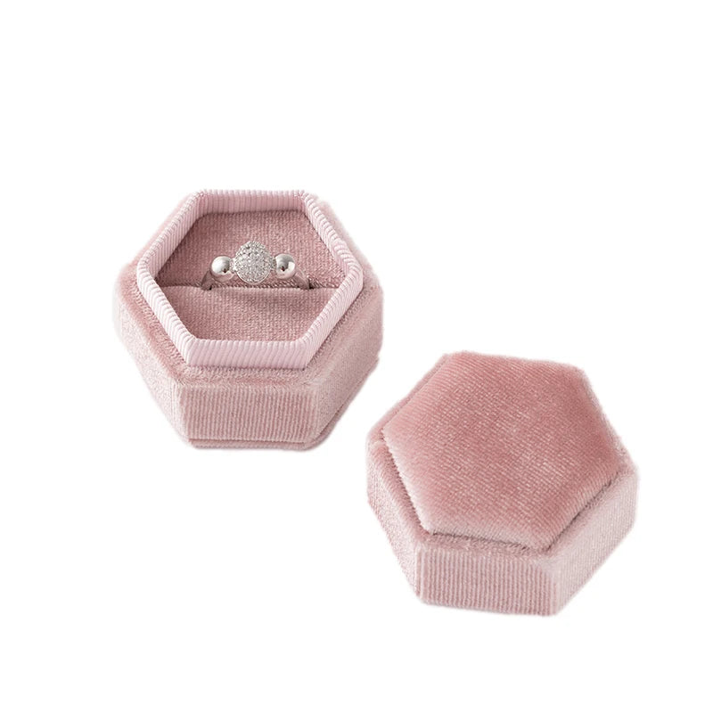 Velvet Single Ring Box Gift Jewelry Organizer Packaging for Wedding Ceremony Engagement Display Storage Supplies Accessories