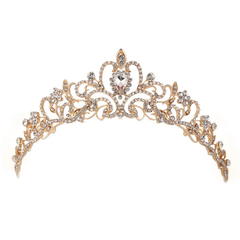 New Fashion Baroque Luxury Crystal Bridal Crown Tiaras Gold Color Diadem Tiara For Women Bride Wedding Hair Accessories
