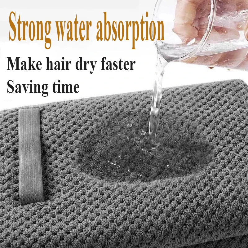 Toalla de microfibra para el cabello, envoltura extragrande de secado rápido con banda elástica, turbante suave Ultra absorbente