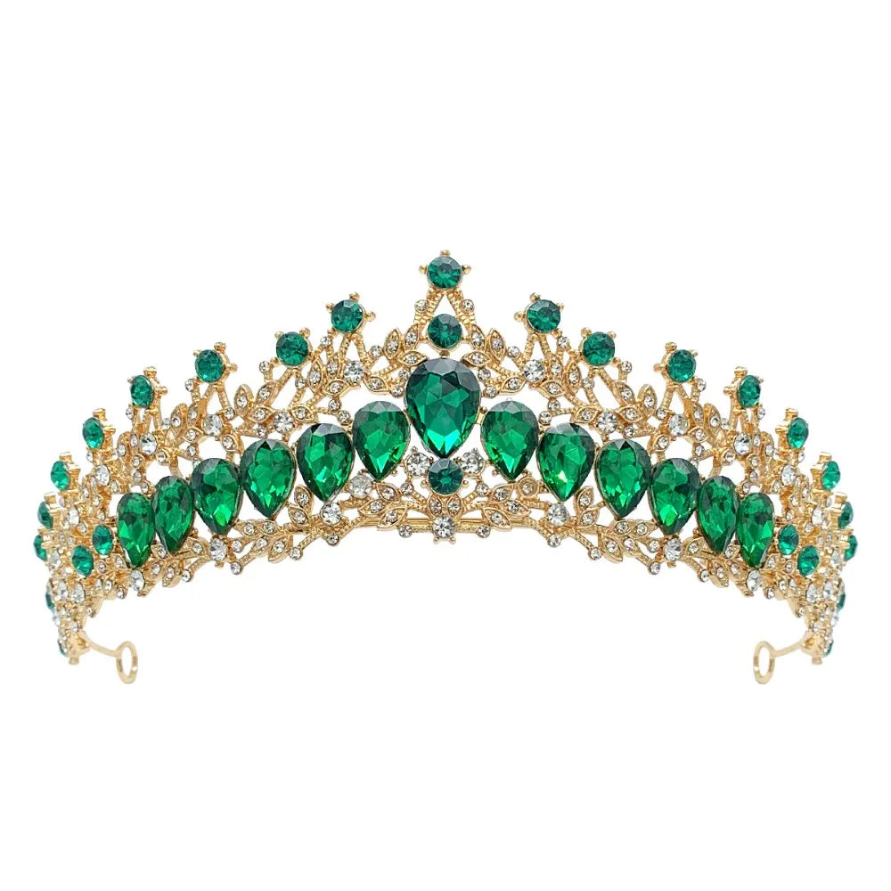 Trendy Shiny Baroque Queen Tiaras Elegant Luxury Alloy Princess Crown Dazzling Adjustable Bridal Headwear Photography Props