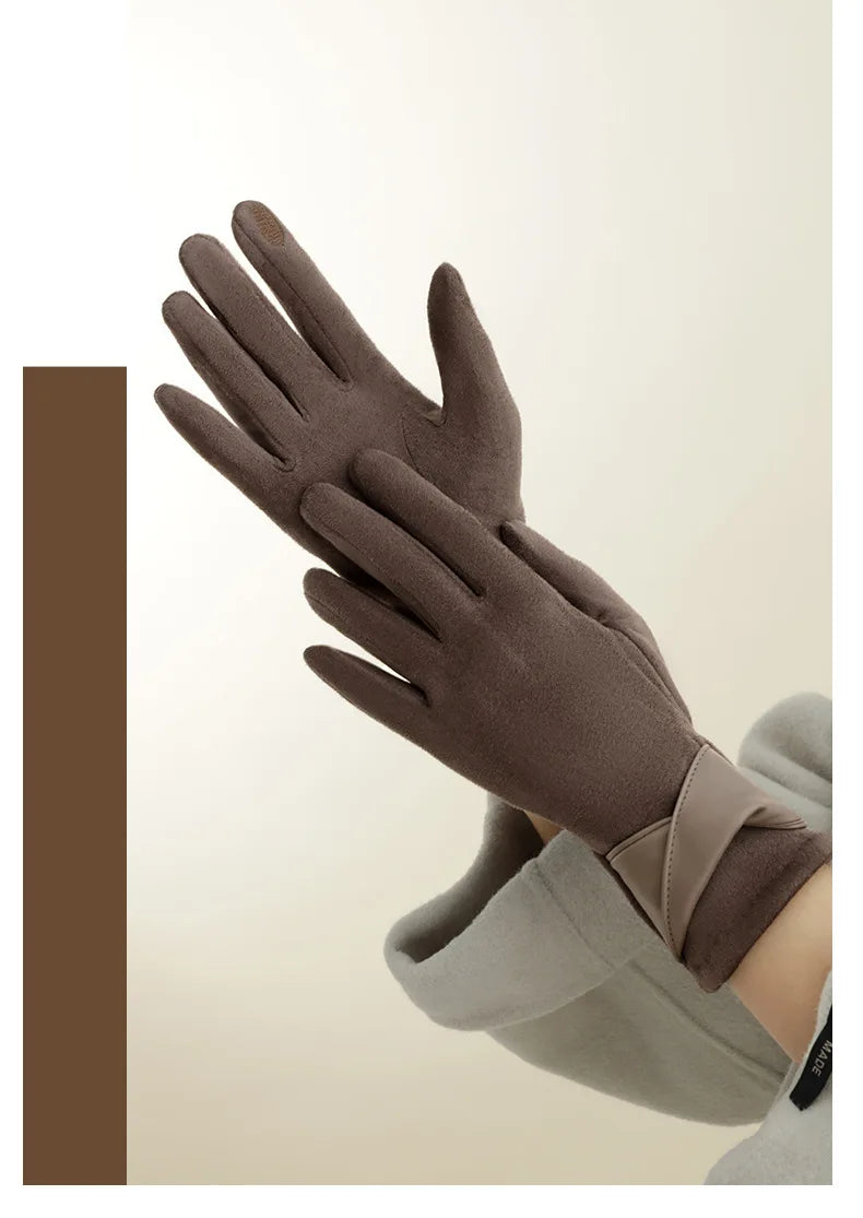 Women Winter Keep Warm Touch Screen Gloves Lady Fashion Elegant Retro Cycling Drive Protection From Cold Thicken