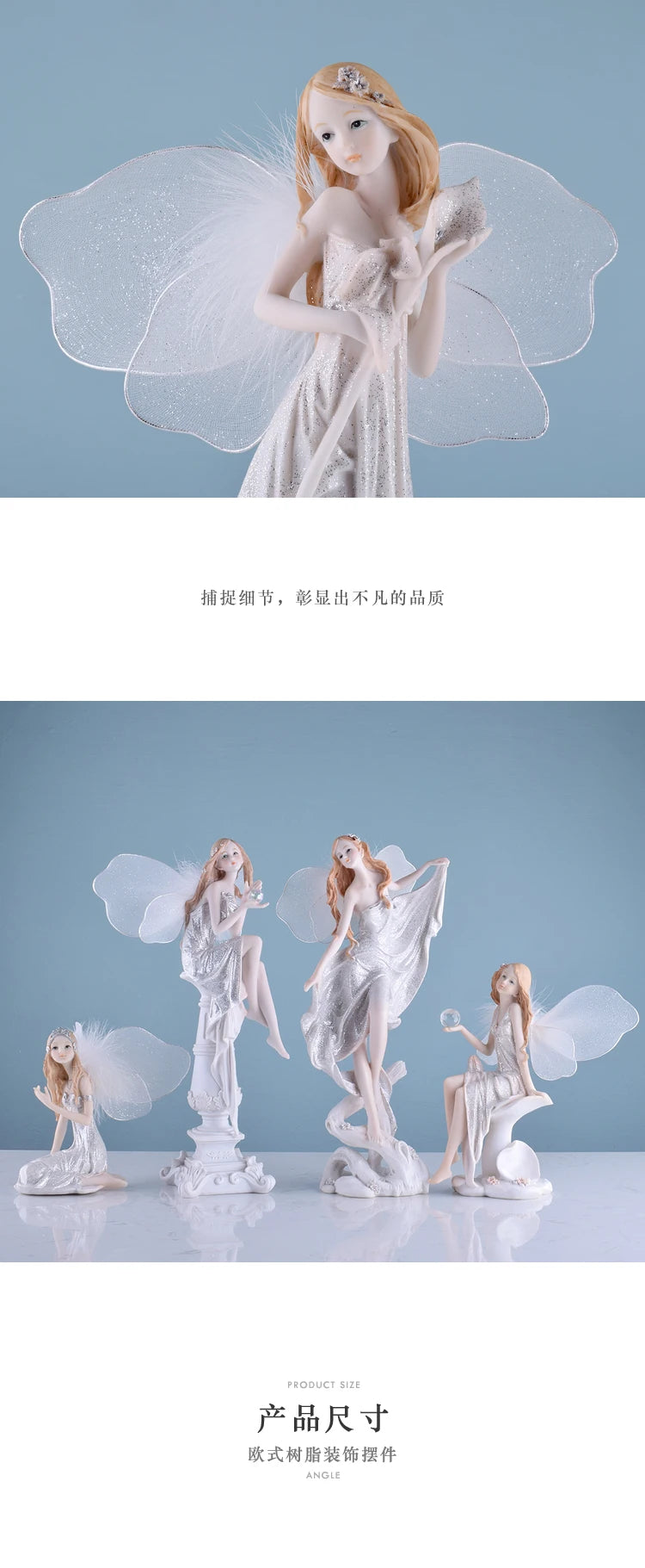 Fairy Beauty Angel Ornaments Resin Doll Cute Girl Wedding Gift Decorative Home Accessories Things For Room Decoration