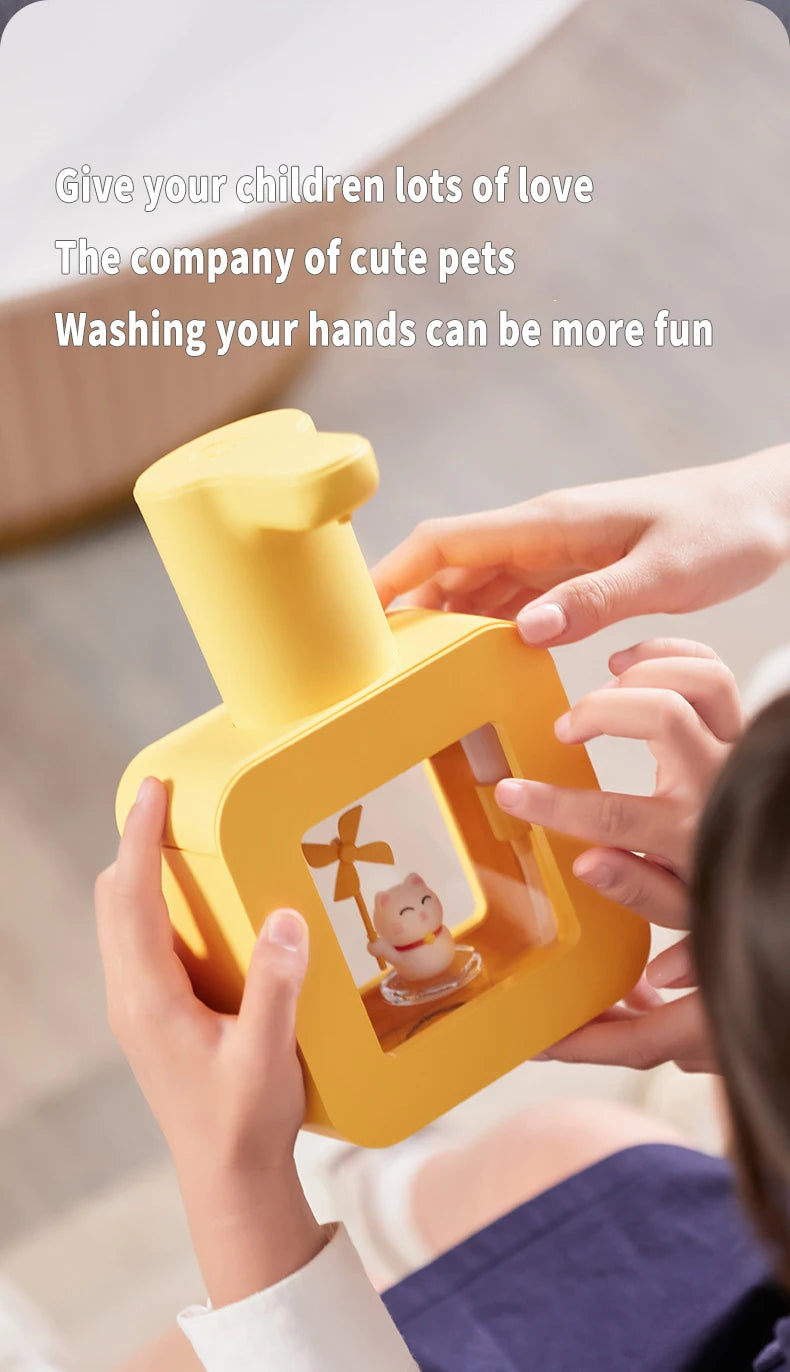 New Automatic Soap Dispenser Cute Pet Wall Mounted Touchless Sensor USB Charging Cartoon Foam Hand Washing Tools 400ML Kitchen