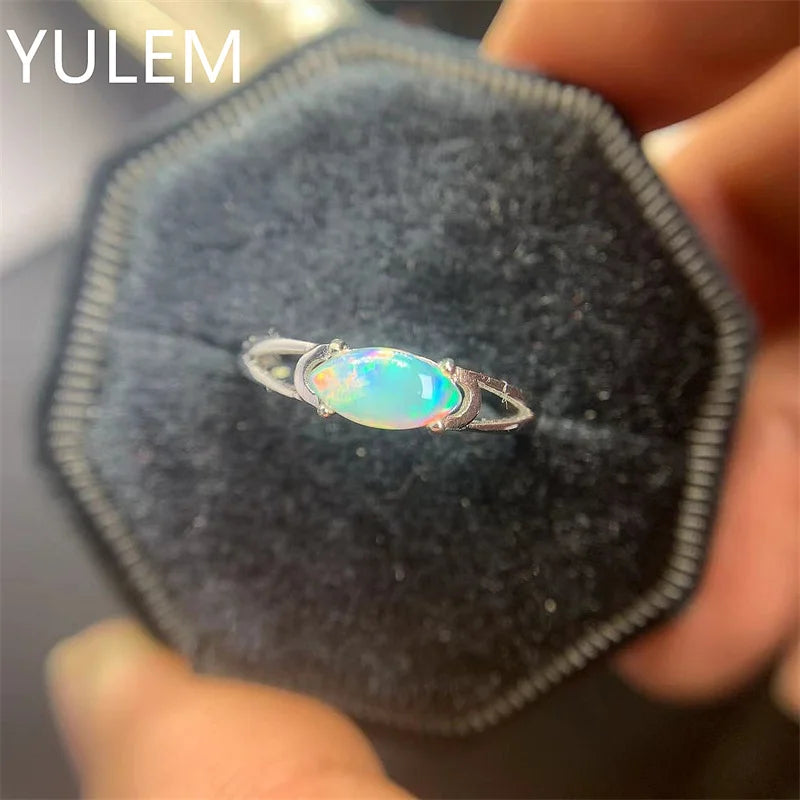 Natural Opal Ring 4*8mm Natural Maquise Gemstone Silver Ring 925 Silver Opal Ring