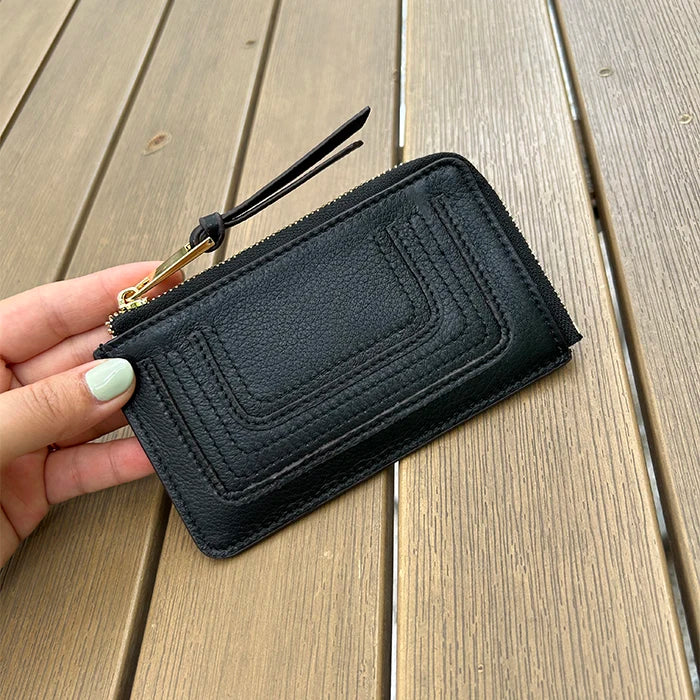Luxury Genuine Leather Card Wallet Woman Custom Name Brand Card Holder Casual Zipper Lady Engraving Coin Purse Personalized Gift