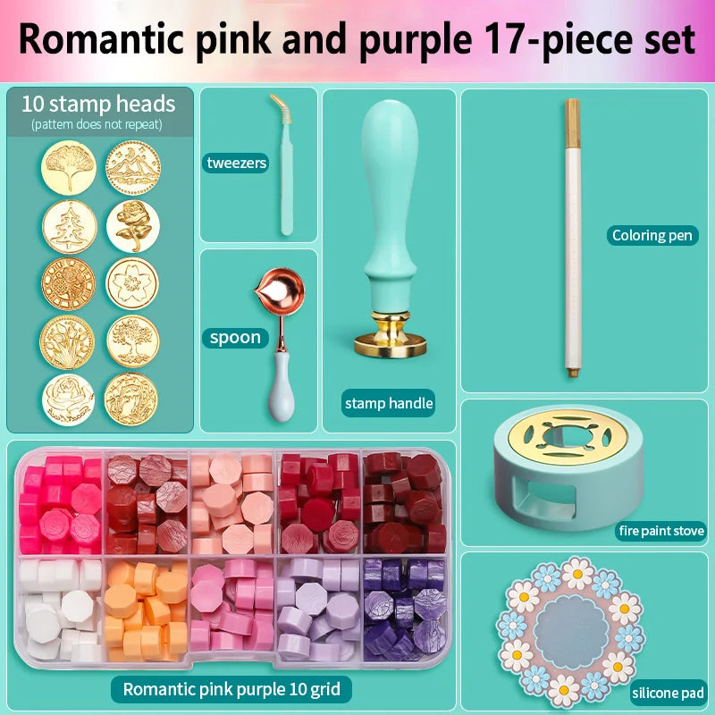 Wax Seal Stamp Set Kit Sealing Wax Storage Box Seal Furnace Craft Supplies For Wax Seal Christmas Wedding Invitation Decoration