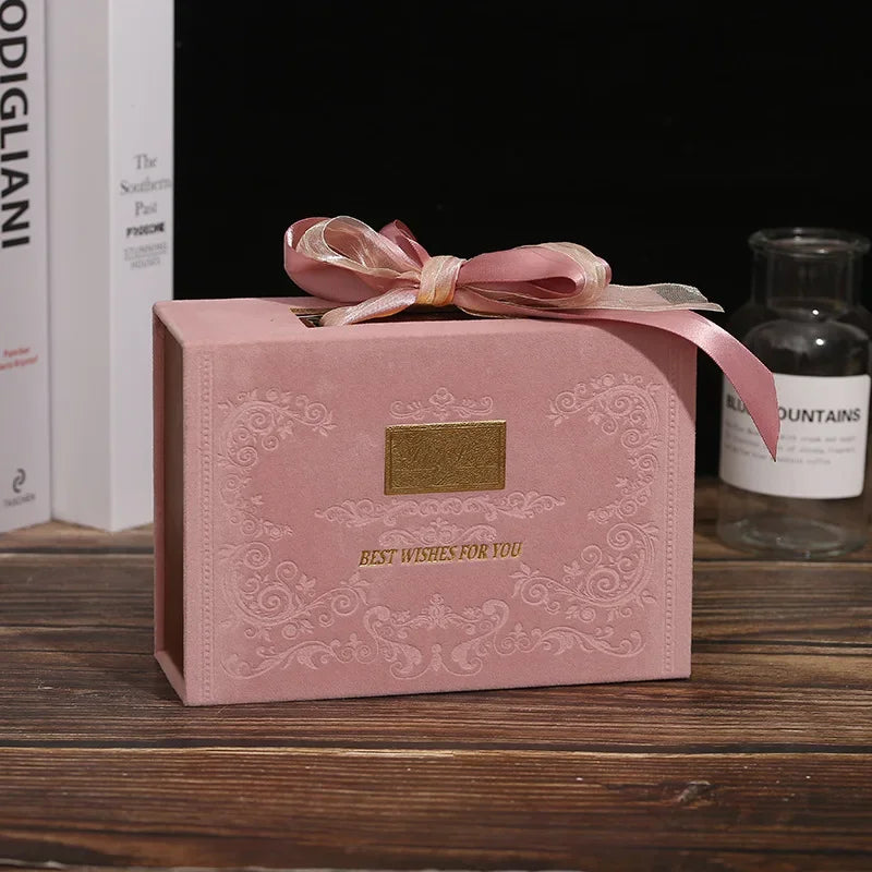 Valentine's Day Gift Box with Satin Ribbon Bow Chinese Candy Box with Magnetic Closure Gift Wrapping Bag Event Party Supplies
