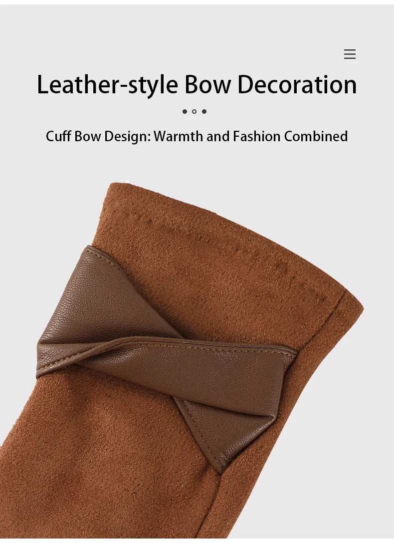 Winter gloves for women suede cold-proof and warm gloves for women plus velvet thickened gloves touch screen gloves