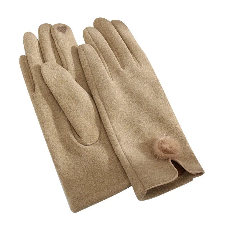 New gloves for women in winter with added velvet insulation, German velvet split finger gloves for skiing, cycling, and driving