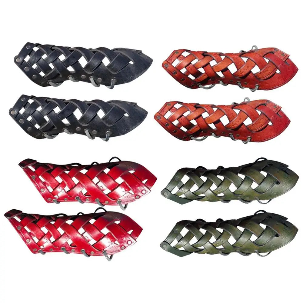1 Pair Adjustable Arm Bracer Men Arm Guards Medieval Leather Bracers Halloween Costume Cosplay Leather Arm Guards Accessories