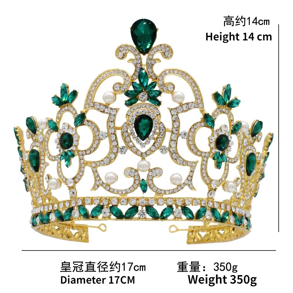 Wholesale Rhinestone Big Pageant Crown AB Colorful Crystal Tall Beauty Crown Diamond Preal King and Queen Tiaras