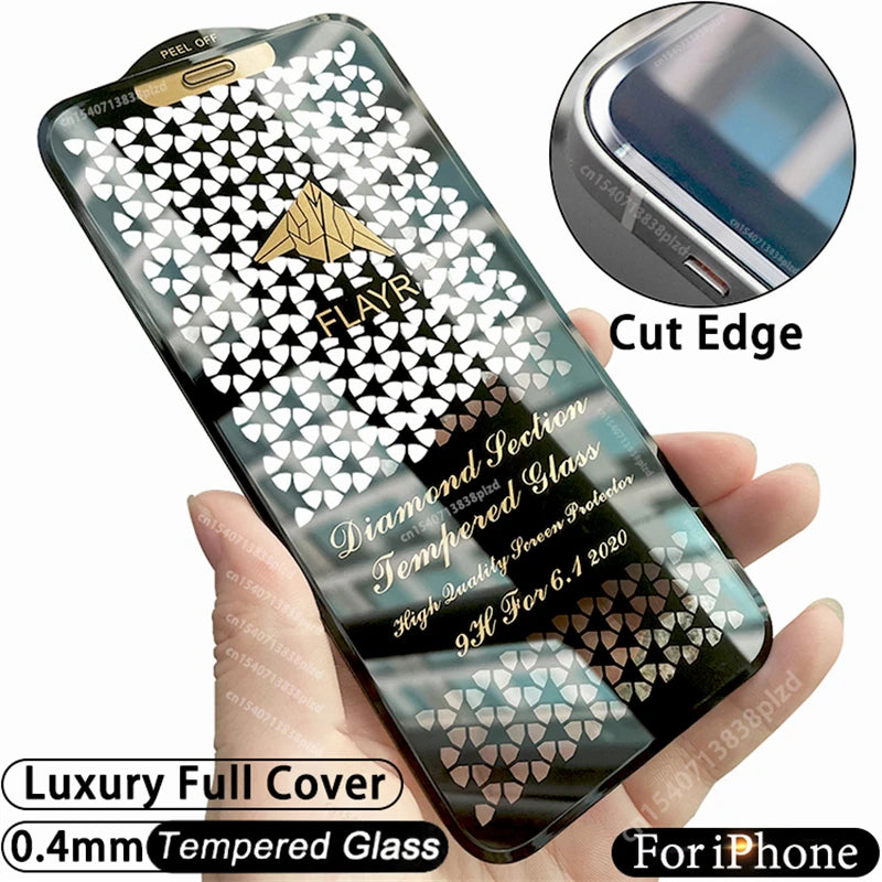 Cut Edge Luxury Tempered Glass For iPhone 17 15 14 13 12 11 16 Pro Max Screen Protector 17 Air Plus X XS XR Full Cover Film