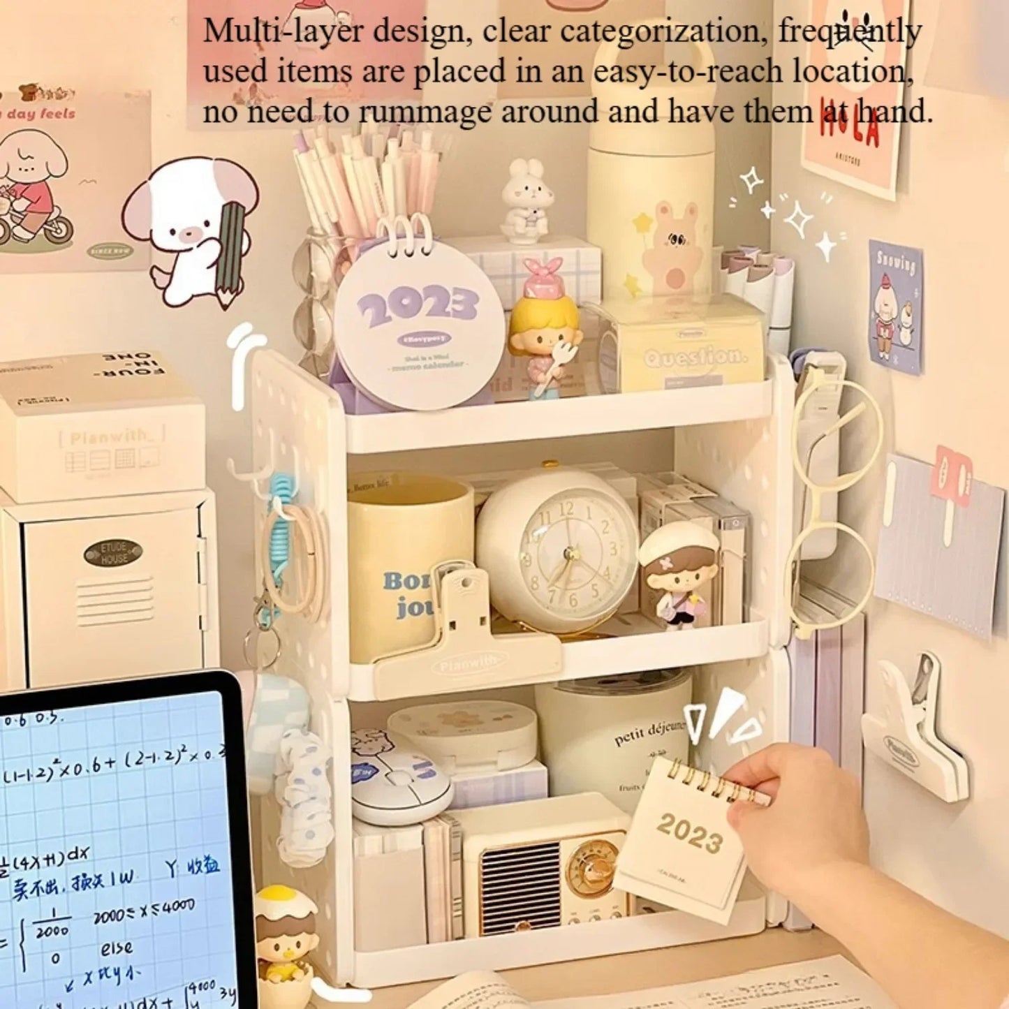 New Multi-functional 3-tier Desktop Organizer, Desktop Shelf, Hole Board, Pen Holder Office Desk Organizer, Desk Desk Organizer