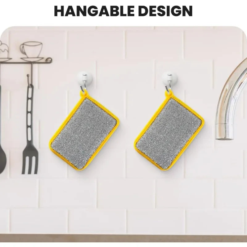 Dish Sponge 5X Cleaning Sponge Reusable Absorbent Pads Double Sided Scrubber Dishcloths Washcloths for Pan Dishwasher House